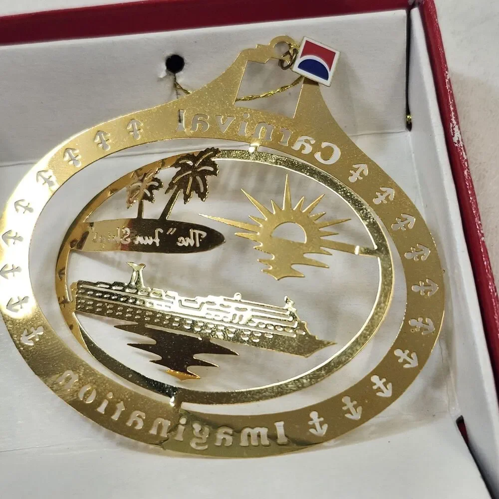 Carnival Cruise Imagination Gold Finish Brass Ornament Christmas Tree Fun Ship